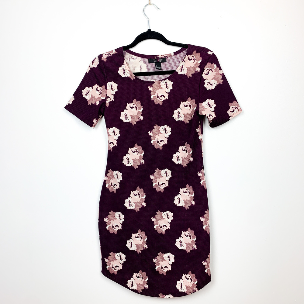 Streetwear Society Purple & Pink Floral Form Fitting Dress